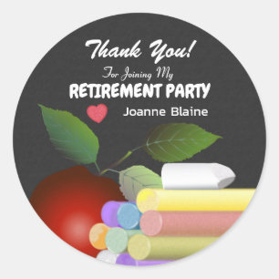 Red Apple en Chalk Retirement leraar Ronde Sticker