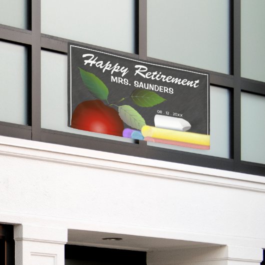 Red Apple en Chalk | Retirement leraar Spandoek (Buitenkant Gebouw)