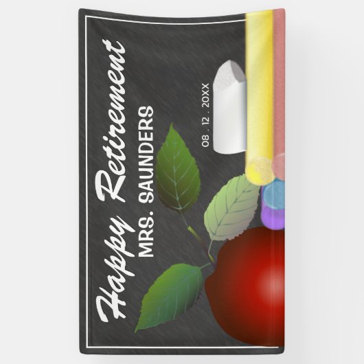 Red Apple en Chalk | Retirement leraar Spandoek (Verticaal)