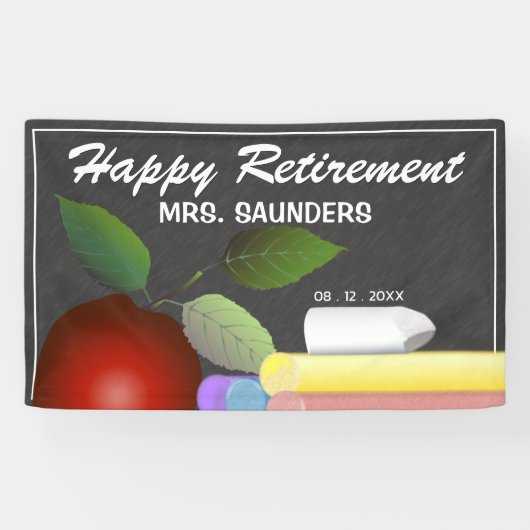 Red Apple en Chalk | Retirement leraar Spandoek (Horizontaal)