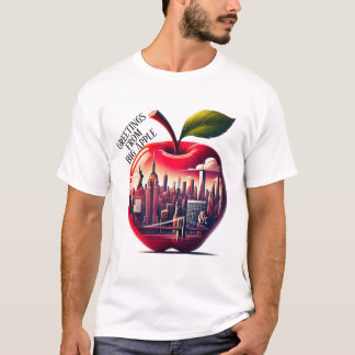 Red Apple en de skyline van New York T-shirt