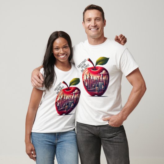 Red Apple en de skyline van New York T-shirt (Unisex)