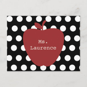 Red Apple en Polka Dot Teacher Briefkaart