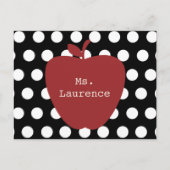 Red Apple en Polka Dot Teacher Briefkaart (Voorkant)