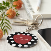 Red Apple en Polka Dot Teacher Sleutelhanger (Zijkant)