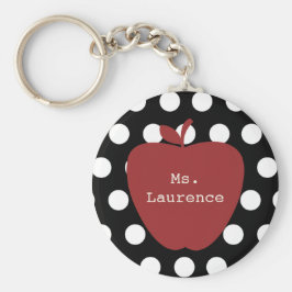 Red Apple en Polka Dot Teacher Sleutelhanger