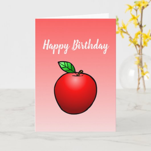 Red Apple Folded Greeting Birthday Kaart (Gele Bloem)