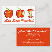 Red Apple Fruit Teacher School Preschool Visitekaartje (Voorkant / Achterkant)