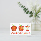 Red Apple Fruit Teacher School Preschool Visitekaartje (Staand voorkant)