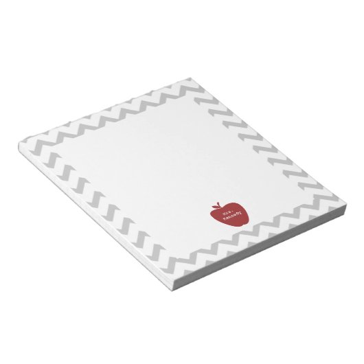 Red Apple Gray Chevron leraar Notitieblok (Schuin)