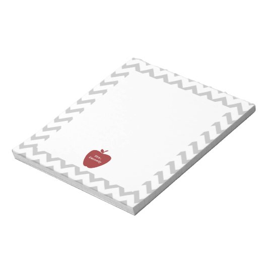 Red Apple Gray Chevron leraar Notitieblok (Linkerzijde)