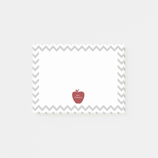 Red Apple Gray Chevron Teacher Post-it® notes (Voorkant)