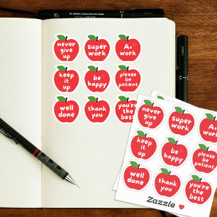 Red Apple Great Job Student Achievement Teacher Sticker