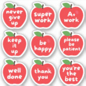 Red Apple Great Job Student Achievement Teacher Sticker (Voorkant)