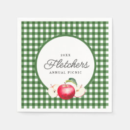 Red Apple & Green Gingham Botanical Custom Servet