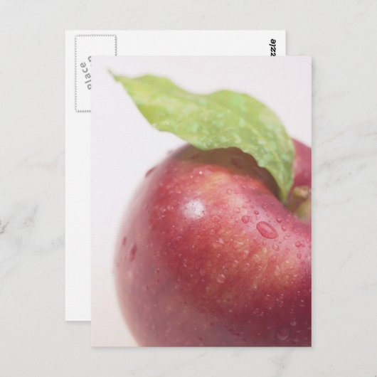 Red Apple Green Leaf Briefkaart (Voorkant / Achterkant)