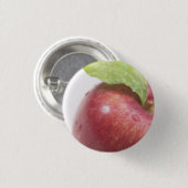Red Apple Green Leaf Ronde Button 3,2 Cm (Voorkant /achterkant)