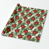 Red Apple Greenery Cadeaupapier (Uitgerold)