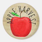 Red Apple Harvest Wooden Sign Magnet (Voorkant)