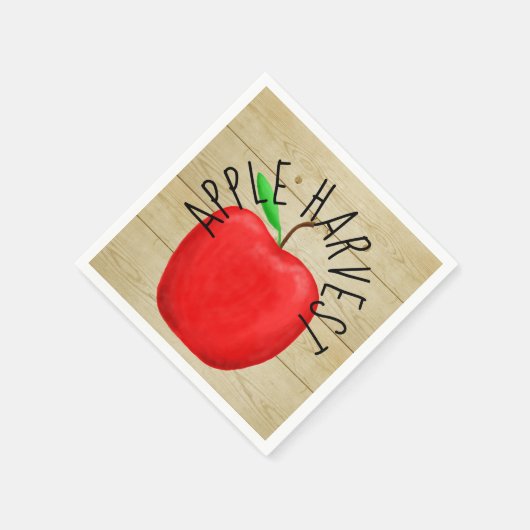 Red Apple Harvest Wooden Sign Paper Napkins Servetten (Hoek)