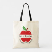 Red Apple Ik ben een leraar Ik weet dingen  Tote Bag (Achterkant)