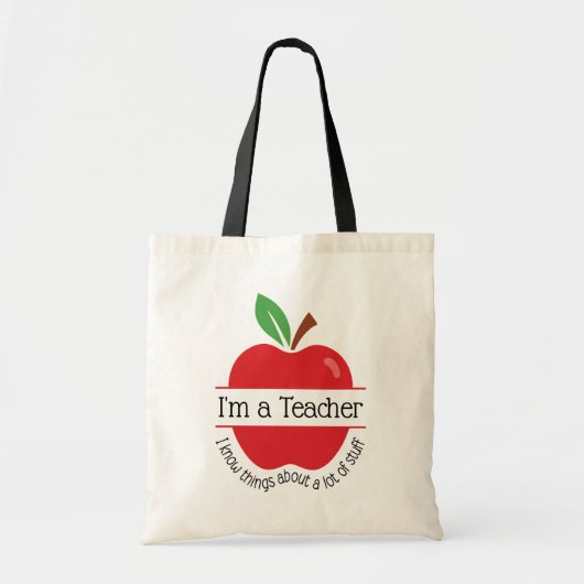 Red Apple Ik ben een leraar Ik weet dingen  Tote Bag (Voorkant)