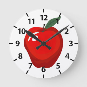 Red Apple Kitchen Clock Ronde Klok