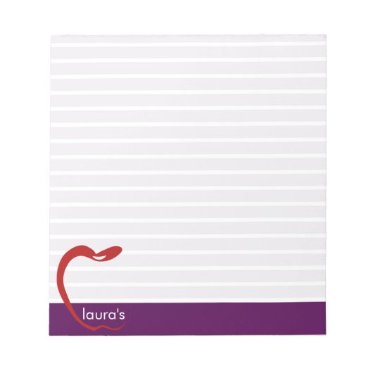 Red Apple-leraar, gepersonaliseerd, gestreept Noti Notitieblok (Voorkant)