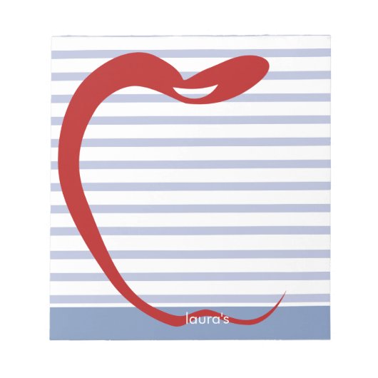 Red Apple-leraar, gepersonaliseerd, gestreept Noti Notitieblok (Voorkant)
