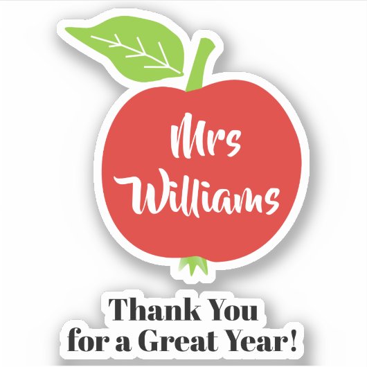 Red apple leraar waardering Dank u Sticker (Voorkant)