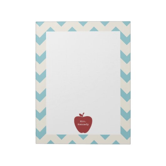 Red Apple Light Blue Chevron leraar Notitieblok (Linkerzijde)