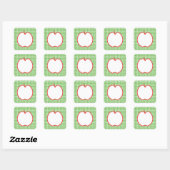 Red Apple. Met de Groene en Witte Achtergrond van  Vierkante Sticker (Vel)