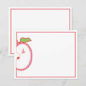 Red Apple Monogram Flat Note Card Notitiekaartje (Voorkant / Achterkant)