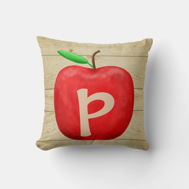 Red Apple Monogram Kussen (Voorkant)