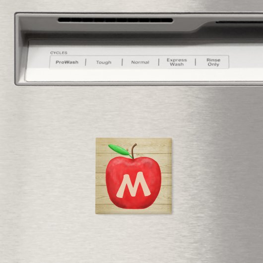 Red Apple Monogram Magneet (Insitu (Vaatwasser))