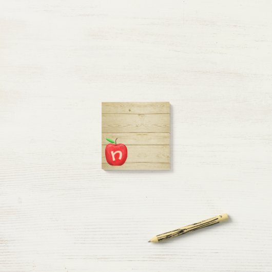 Red Apple Monogram Post-it® Notes (Op bureau)