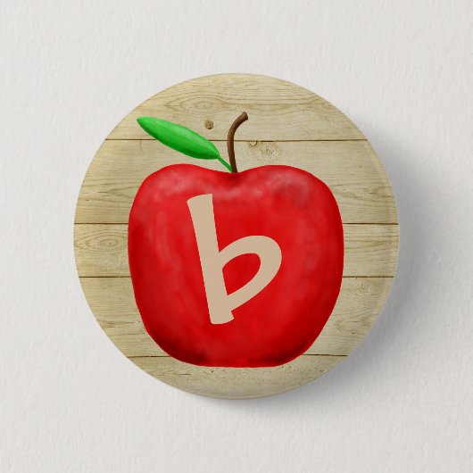 Red Apple Monogram Ronde Button 5,7 Cm (Voorkant)