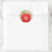Red Apple Monogram Ronde Sticker (Tas)