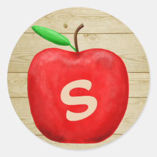 Red Apple Monogram Ronde Sticker