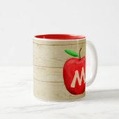 Red Apple Monogram Tweekleurige Koffiemok (Voorkant rechts)