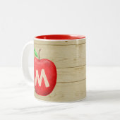 Red Apple Monogram Tweekleurige Koffiemok (Voorkant links)