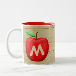 Red Apple Monogram Tweekleurige Koffiemok
