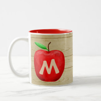 Red Apple Monogram Tweekleurige Koffiemok