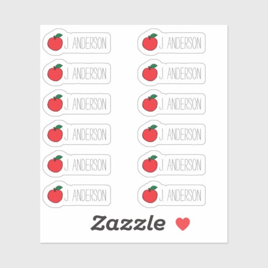 Red Apple Name Stickers voor docenten - set van 12 (Vel)