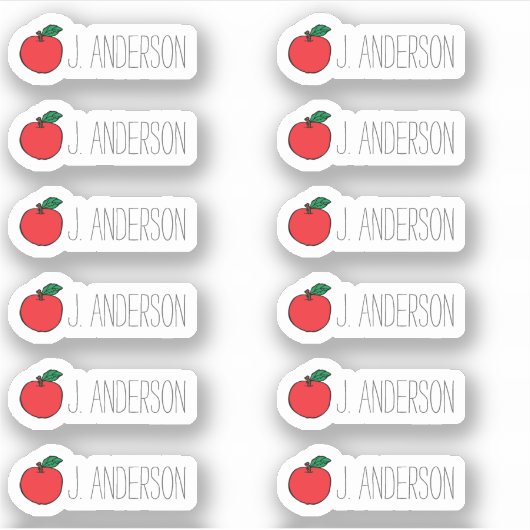 Red Apple Name Stickers voor docenten - set van 12 (Voorkant)
