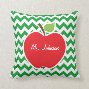 Red Apple op Retro Kelly Green Chevron Stripes Kussen