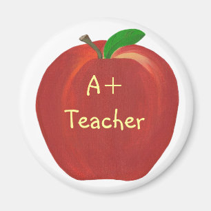 Red Apple Painting, A+ Teacher magnets Magneet
