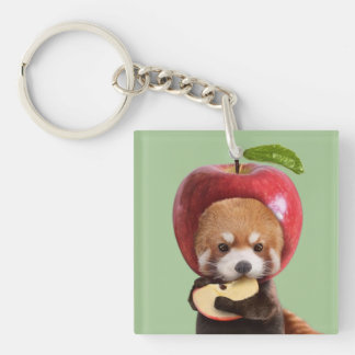 Red Apple Panda Sleutelhanger