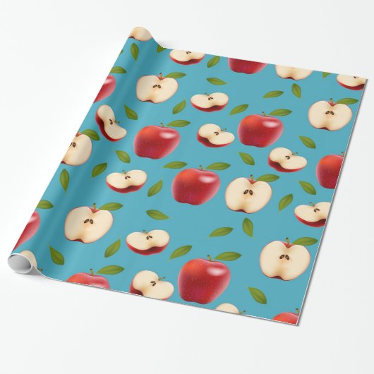 Red Apple Pattern Cadeaupapier (Uitgerold)