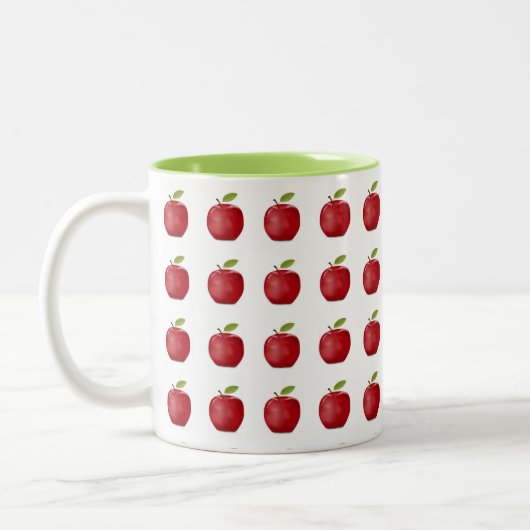 Red Apple Pattern op White Tweekleurige Koffiemok (Links)